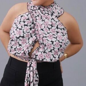 Anthropologie Let Me Be Twisted Halter‎ Cropped Top Plus Size 3x